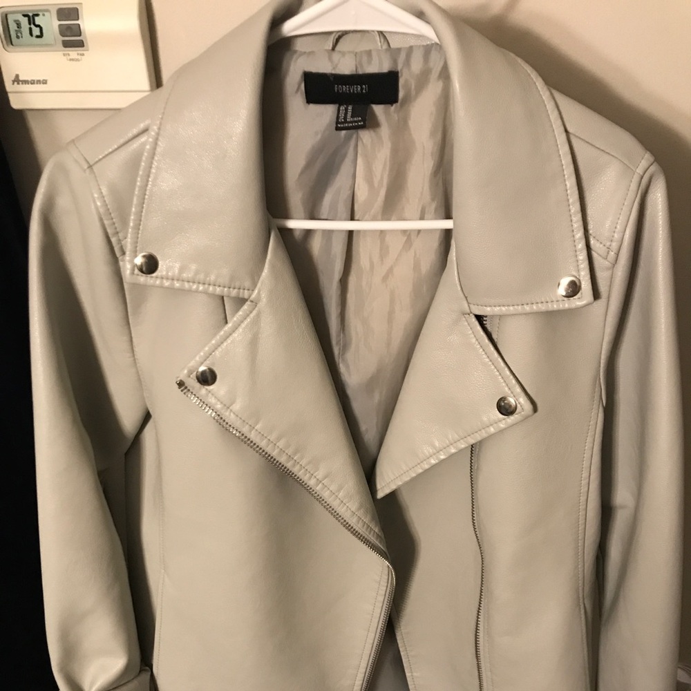 Baby blue leather jacket